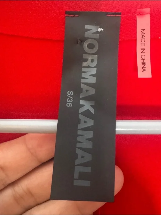 Norma Kamali Tiger Red Deep V Long Sleeve Side Slit Maxi Dress Small - Picture 4 of 6